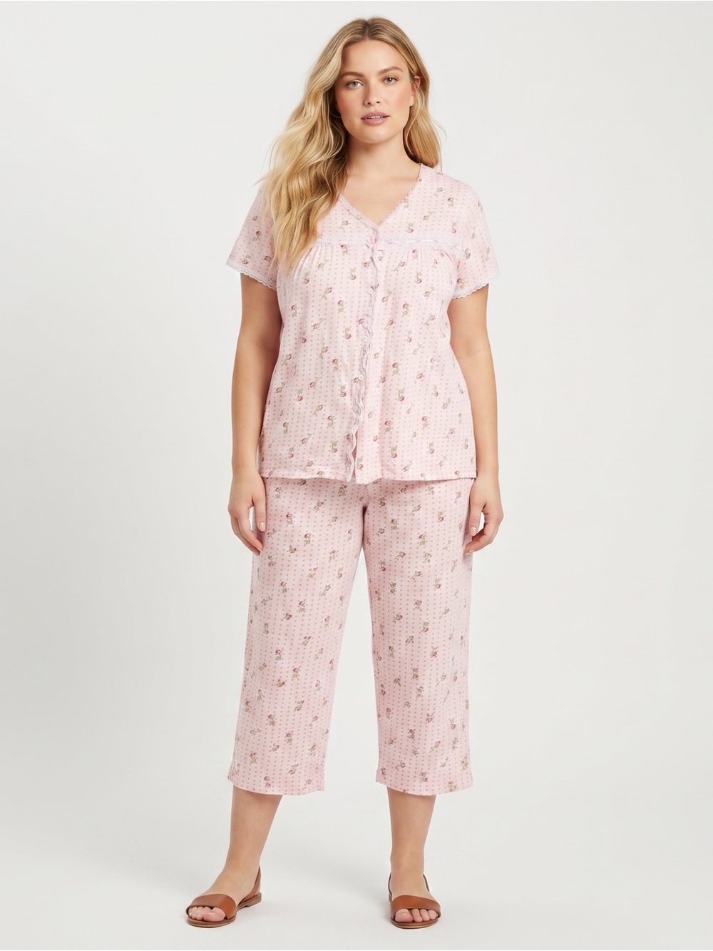 VINTAGE GABRIELLE INTIMATES Floral Two Piece Pajama